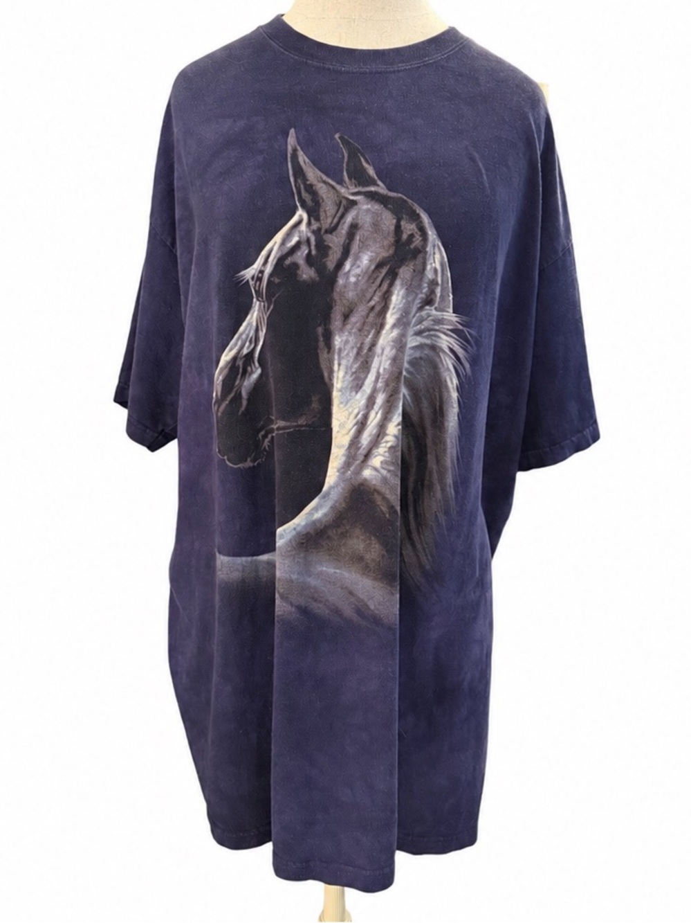 Vintage Quail Hollow Horse Graphic Tee XL Navy Blue Tie Dye Equestrian Western